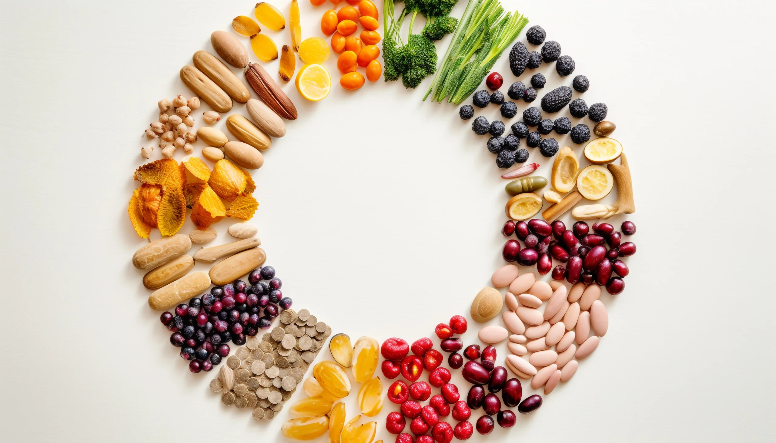 Image of a vibrant selection of fresh fruits and vegetables, showcasing the diverse array essential for healthy eating, synergizing perfectly with nutrition and dietary supplements.